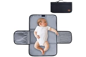 Gloppie Baby Changing Mat Nappy Bags Foldable Diaper Changing Mats Travel Essentials with Storage Pockets for Toddlers Infants & Newborns, Black