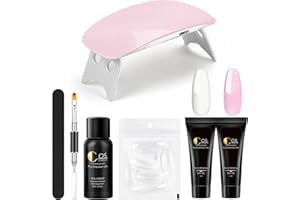 Coscelia Poly Nail Gel Set 2 Colori Quick Extensione Gel Mini Lampada LED+UV, 30ml Nail Cleanser con gli Strumenti per Unghie Ricostruzione Completo