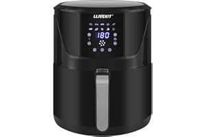 LLIVEKIT Friteuse sans Huile 7L XXL, 1800W Air Fryer, Friteuse à Air Chaud avec Écran Tactile LED, 10 Réglages de Cuisson Préprogrammés, Thermostat Réglable et Contrôle du Temps, Noir