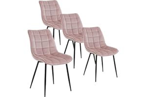 ‎WOLTU WOLTU Esszimmerstühle 4er Set Küchenstuhl Polsterstuhl Wohnzimmerstuhl Sessel mit Rückenlehne, Sitzfläche aus Samt, Metallbeine, Rosa BH142rs-4