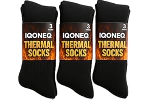IQONEQ Thick Thermal Winter Socks – Pack of 3 Pairs – Thermal, Warm, Thick Socks – For Men, Women, Kids - Adult Size 6-11 UK, Black