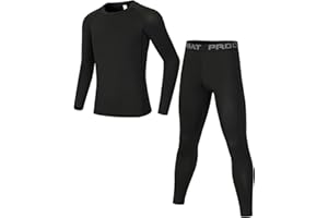 Dtone Kids Base Layer Set Boys Football Skins Athletic Thermal Long Sleeve Top and Leggings for Sport Ski