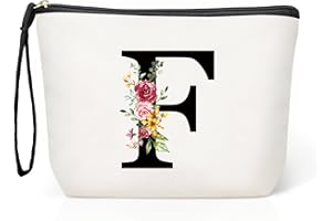 HAMATATA Grande Borsa per Cosmetici per donna Personalizzata Iniziale, Pochette Trucchi Viaggio, Trousse Trucchi Organizer Cosmetici, Regalo Compleanno Natale Ideale per Mamm Moglie Migliore Amic（F）