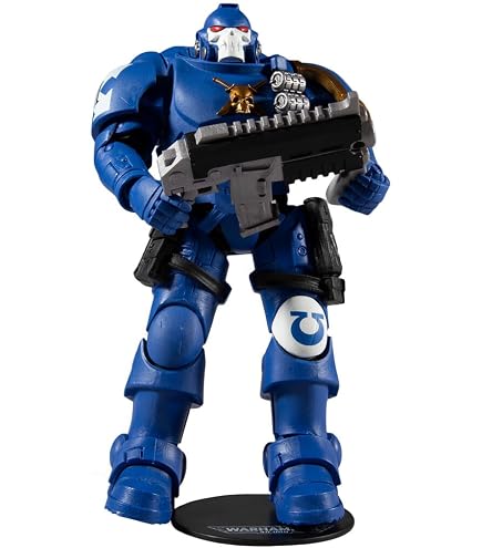 McFarlane – Figurine Warhammer 40k Chaos Space Marine Word Bearer (Label Doré) 18 Cm, 22 Articulations, Carte Collector Incluse
