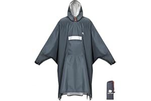 ANYOO Poncho de lluvia impermeable con mangas y bolsillo, ligero y reutilizable, chaqueta impermeable con capucha para actividades al aire libre, Talla única