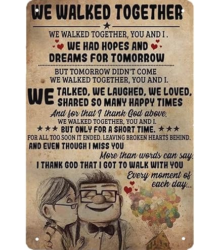 Inga Carl And Ellie – Poster In Metallo Vintage 20x30 Cm – Targa Decorativa Con Frasi Per Coppie – Ideale Per Soggiorno E Camera