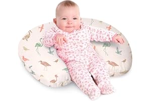 Little Grape Land Nursing Pillow Soft 100% Cotton Breastfeeding Pillow with Breathable Muslin Removable Cover, Wetland Wings Breast Feeding Pillows for Babies 0-12 Months with Protective Zipper