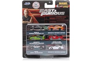Jada Toys Fast & Furious 6-pack nanofordon (1,65 tum) - Set med 6 modellbilar av metall, officiellt licensierade, minifordon för fans och barn från 3 år, samlarset i blisterförpackning