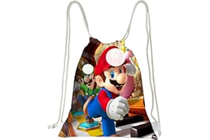 Bonamana Mario Bolsa de Gimnasia con Cordón Gran Mochila Deportiva Bolsa de Cuerda con Cordón para Mujer y Hombre Viaje Playa Mochila Escolar para Niños Niños Niñas
