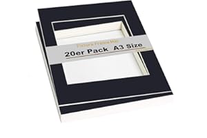 TUKA-I-AKUT TUKA 20pcs A3 Frame Photo Mounts Picture Frame Mats for Frame Mounts Photo/Picture Mounts, Mounting Boards - Mount Size A4 - Frame Size A4 Size - Black, TKD9100-A3-20x