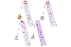 CWED 4PCS 15 cm transparentes Lineal mit Tintenrand für Kinder und Schüler)