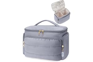 WANDF Neceser de Viaje Grande, Bolso de Maquillaje de Apertura Amplia con Asa, Bolso Cosmético Hinchado para Toallas, Cosméticos, Accesorios y Elementos Esenciales para Mujeres