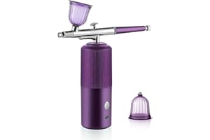 LIARTY Kit de Aerógrafo Inalámbrico Púrpura con Compresor, Mini Kit de Compresor de Aerógrafo Portátil, Compresor de Aerógrafo para Maquillaje,Arte de Uñas, Pastel, Pintura de cara y Pintura de Modelos