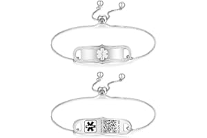 Theluckytag Medical Alert Necklace for Men Women- 19'' Medical Necklace Engraved QR Code Medical ID Necklace - More Space Custom Online Emergency Medical Info