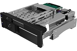 ICY BOX Cambio Rapido a 2 Scomparti per 1x Disco Rigido da 2,5" e 1x Disco Rigido da 3,5" (SATA/SAS) in Baia da 5,25", Sata III (6 Gbit/s), per HDD/SSD, Senza Supporto, in Alluminio, IB-173SSK