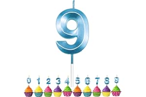 9th Birthday Candles, VUCDXOP 3D Shape Number 9 Candle, Blue Cake Candles, Birthday Candle for Cake, Cake Candles Cake Topper Decorations for Birthday Party, Wedding, and Anniversary Supplies