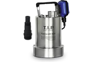 T.I.P. Edelstahl Drainagetauchpumpe - Effiziente Poolentwässerungspumpe, 6.000l/h, 1mm flachabsaugend, Rückschlagventil, 6m Förderhöhe, FlatOne6000 IX, 30440