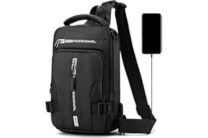 Mixroom - Zaino Monospalla Uomo Porta Tablet Zainetto Borsello a Tracolla Regolabile Con Attaco USB Z20