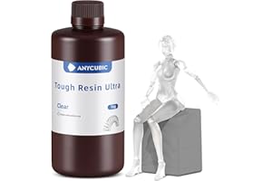 ANYCUBIC Żywica Ultra Tough, Żywica do Drukarek 3D o dużej odporności na uderzenia i wysokiej elastyczności, niskozapachowa, szeroko kompatybilna z LCD Drukarkami 3D, Przezroczysty, 1 kg