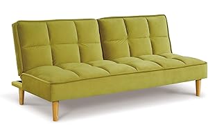 Visco Therapy Manhattan Stylish and Versatile 3 Seater Velvet Sofa Bed (Lime)