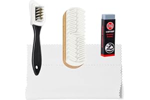 kurkip 4 PCS brosses daim & nubuck Kit de nettoyage pour chaussures 4 faces avec poils en laiton avec gomme et chiffon de nettoyage pour chaussures daim bottes brosse de nettoyage