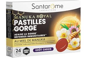 SANTAROME BIO Santarome - Pastilles Gorge au miel de Manuka - Complément alimentaire immunité - soulage les irritations - Échinacée, Sureau, Vitamine C - 24 pastilles