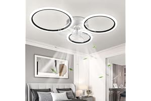 YUNZI Moderne Ventilateur de Plafond avec éclairage avec télécommande, LED 72W Dimmable Plafonnier du Ventilateur Lampe pour Salon Chambre à Coucher Cuisine, 6 Vitesses, Noir 78cm