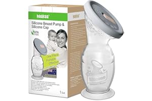 Haakaa Gen2 Sacaleches Manual 150ML Juego con Tapa - Silencioso Extractor de Leche con Base de Succión - Fácil de Limpiar - Colección de Leche Materna - Silicona de Grado Alimenticio