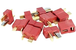 YUNIQUE GREEN-CLEAN-POWER - T-Plug Connector 5 Pairs M/F | 2 Pin Gold Adapter, Compatible with Lipo Battery 300mAh, WLToys 144001 | Battery Case, Fuse Holder, Red, Plastic