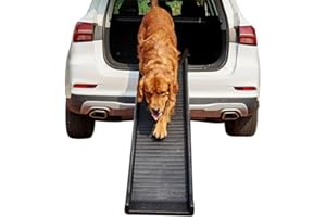 ‎MELKO Melko Hunderampe 157,5 x 39,5 x 8,5 cm Kunststoff Hundetreppe mit Anti-Rutsch-Belag, klappbar