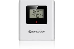 Bresser Sensore Termo-Igro Wireless Display LCD Temperatura Umidità Sensore Aggiuntivo Portata 80m IP44 Stazione Meteo