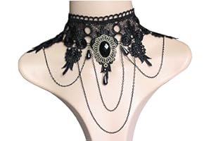 Dervivea Gothic Spitzen Halsband Halsband Schwarz Spitze Edelstein Halsband Schwarz Tropfen Kristall Halsband Halsband Punk Kostüm Party Halsband Halloween Schmuck Für Frauen Und Mädchen
