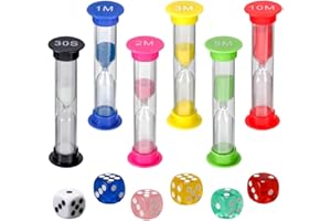 RELKLYU Dadi A Clessidra A 6 Pezzi E A 6 Pezzi, Timer di Sabbia per Bambini, Timer Creativo, Ornamenti per La Casa, Timer di Apprendimento.