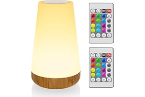 Taipow LED Night Light, Bedside Table Lamp for Baby Kids Room Bedroom Outdoor, Dimmable Eye Caring Desk Lamp with Color Changing Touch Senor Remote Control USB Rechargeable (Multicolor)