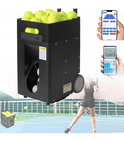 PT-Smart - Macchina per palline da tennis: allenamento di livello professionale con controllo tramite app intelligente, 12 modalità di servizio e funzione palla casuale, portatile, alimentato a