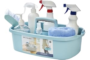 ALINK Cleaning Caddy with Handle, Large Plastic Shower Caddy Basket Organizer for Car, Dorm, Bathroom, Garden, Kitchen, Cleaning Supplies – Blue