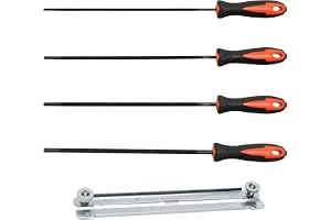 4 stycken filer för motorsåg, 4 storlekar, motorsåg, slipning, runda filset, metall med handtag och guide, 3,2 mm, 4,0 mm, 4