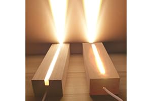 CDIYTOOL - Base de exhibición de luces LED, base de luz LED USB iluminada de madera, base de exhibición de escritorio, adorno decorativo para placa acrílica de bricolaje, blanco cálido, paquete de 2