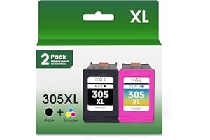 hkcnink 305XL ink cartridges replacement for hp 305 ink cartridge black and colour for hp deskjet 2810e 2800e 2700 2710e 2720e 2721e 4120e Plus 4100 4120 Envy 6000 6020e 6032e 6032 (1 Black + 1 Color)