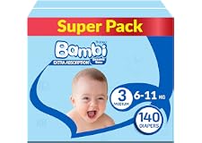 Sanita Bambi, Size 3, Medium, 6-11 Kg, Super Box, 140 Diapers