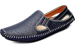ASIFN Mocasín Conducción de Cuero sin Cordones Perforado para Hombre Zapatos Barco Caminar Cómodos y Transpirables Zapatillas Planas al Aire Libre