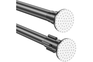 Radikor Barra Cortina Ducha, Barra Cortinas Extensible, Barra Cortina Sin Taladrar, Barra Multifunción Ajustable, Portavisillos Extensible para Baño, Cortina - Negro