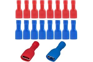 CATOR Lot de 60 cosses electriques a sertir bornes de câble femelles à déconnexion rapide entièrement isolées en vinyle 6,3 x 0,8 mm pour 1,5-2,5 mm² (16-14 AWG) Bleu