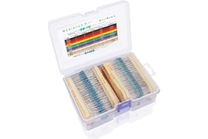 HEQISHUN 2600 Pezzi 130 Valori Kit di resistenza, 1% di Distribuzione Della Resistenza 1 Ohm-3 Ohm 1/4W Vari Resistori a Pellicola Metallica e con Scatole di immagazzinaggio