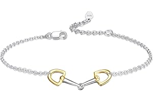 YFN Bracelet Cheval Argent Sterling Bracelet Mors de Cheval Etrier Cheval Réglable Bracelet fer a Cheval Bijoux Cadeaux pour Femme Fille