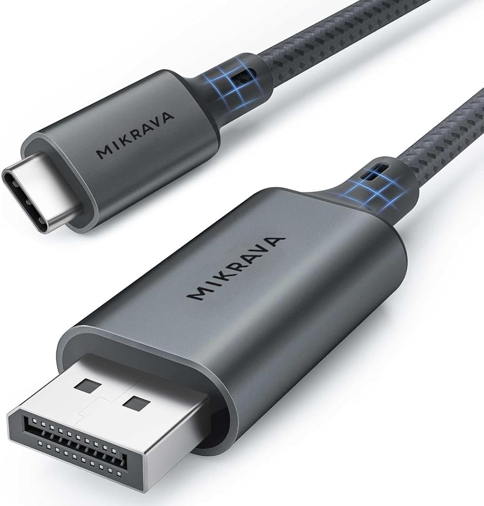Mikrava USB C DisplayPort 1.4 Kablo (8K@60Hz, 4K@240Hz, 2K@360Hz) HDR HDCP Type C to DP [Thunderbolt 5/4/3, DeX Mode Uyumlu], iPhone 15/16/17 Pro, MacBook, iPad Pro/Air, Samsung S25 Uyumlu (2 Metre)