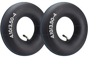 AZIEMARS 4.10/3.50-4" Tire Inner Tubes, 2 Pack Heavy Duty 4.10 3.50-4/410/350-4 Tube with Bent Valve Stem for Wheelbarrows, Lawn Mowers, Hand Trucks, 4" Cart, Tractors, Golf Cart, Dolly, Trailers