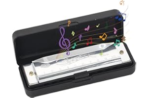 COLEXY Armonica A Bocca, Armonica Diatonica In Do, 10 Fori Armonica Blues, Armonica A Bocca In Chiave Di Do, Con Custodia, Per Adulti, Professionisti, Principianti E Bambini (Argento)