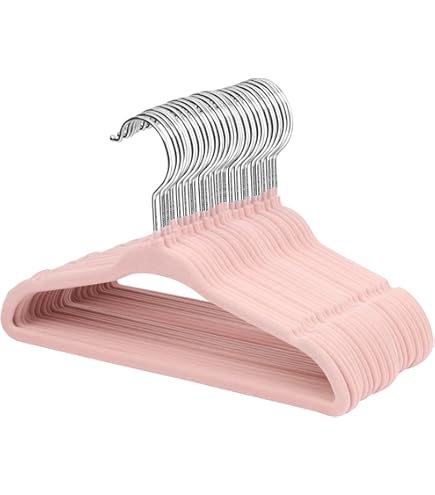 ManGotree Broekenhangers met Beweegbare Clips, Antislip Fluwelen Kledinghangers, Ruimtebesparende Rokhangers voor Overhemden, Broeken, Jurken, Rokken, Jassen (18 Pak, Roze