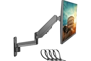 PUTORSEN Support Mural Ecran PC de 13-34 Pouces Écran PC et TV, Bras Ecran PC, Support Ecran PC Mural, Inclinaison, Pivotement, Rotation et Hauteur Réglable, Load 1-9KG, VESA 75/100 mm